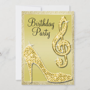 Invitación de cumpleaños de Gold Stiletto & Treble