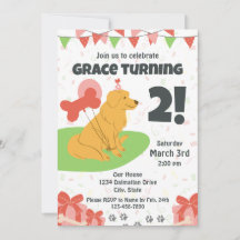 Invitación de cumpleaños de Golden Retriever