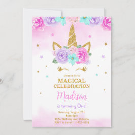 Invitación de cumpleaños de Golden Unicorn