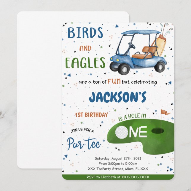Invitación de cumpleaños de golf (Anverso / Reverso)