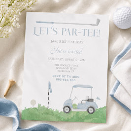 Invitación de cumpleaños de golf Blue let's par te
