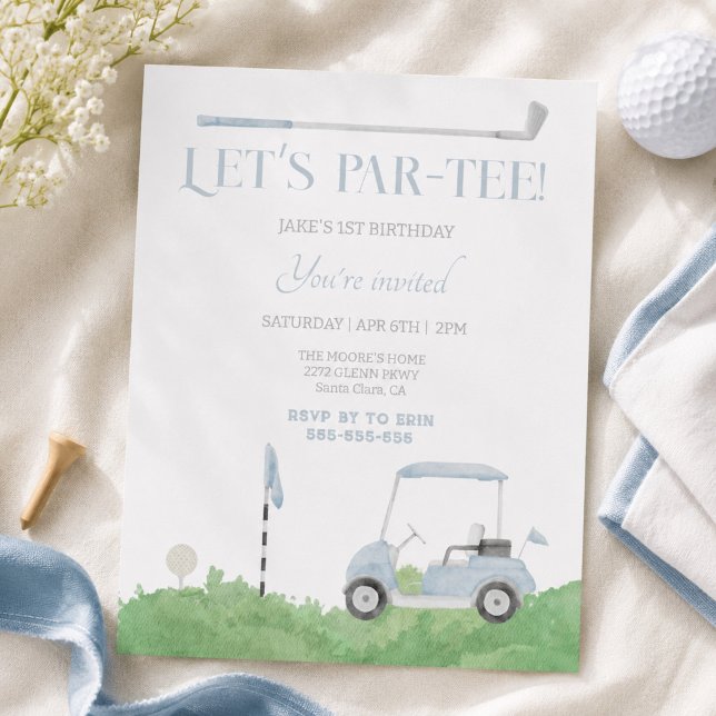 Invitación de cumpleaños de golf Blue let's par te (Subido por el creador)