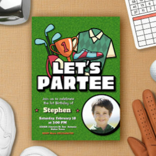 Invitación de cumpleaños de golf con foto Lets Par