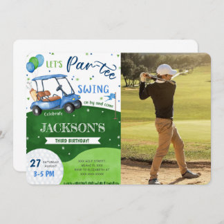 Invitación de cumpleaños de golf editable con foto