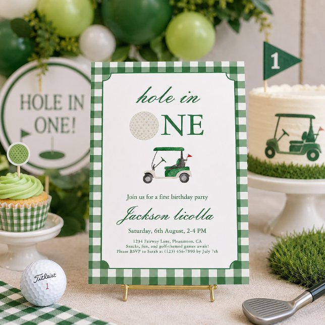 Invitación de cumpleaños de golf Green Hole in One (Subido por el creador)