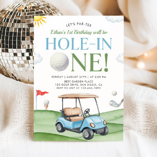 Invitación de cumpleaños de golf Hole In One para