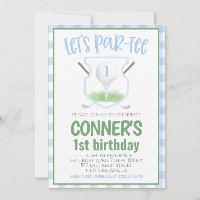 Invitación de cumpleaños de golf Let's Par-tee (Anverso)