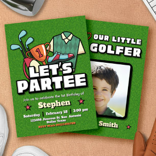 Invitación de cumpleaños de golf Lets Partee