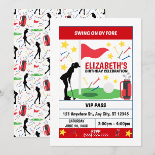 Invitación de cumpleaños de golf (mujeres)
