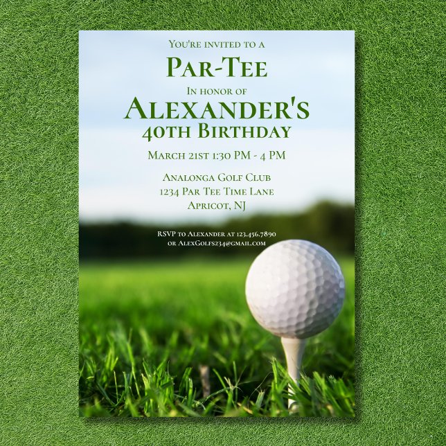 Invitación de cumpleaños de Golf Par Tee Golfer (Subido por el creador)