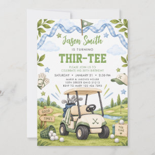 Invitación de cumpleaños de golf Thir-Tee adulto