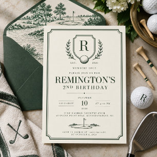 Invitación de cumpleaños de golf vintage