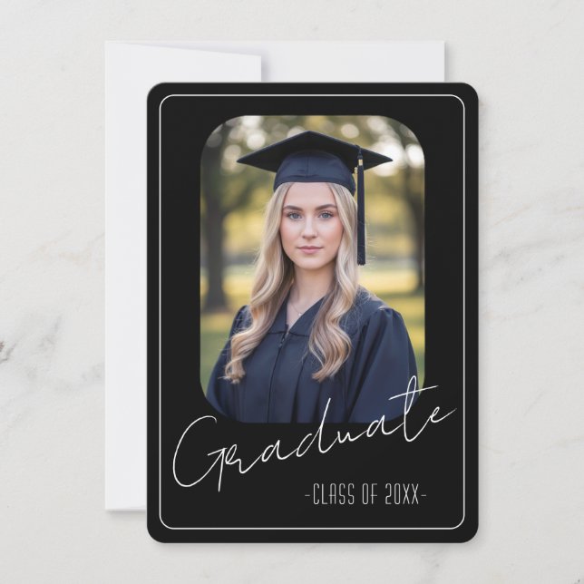 Invitación de cumpleaños de graduación con foto en (Anverso)