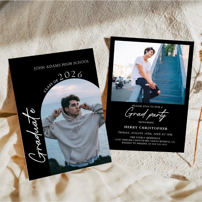 Invitación de cumpleaños de graduación con foto mo (Subido por el creador)