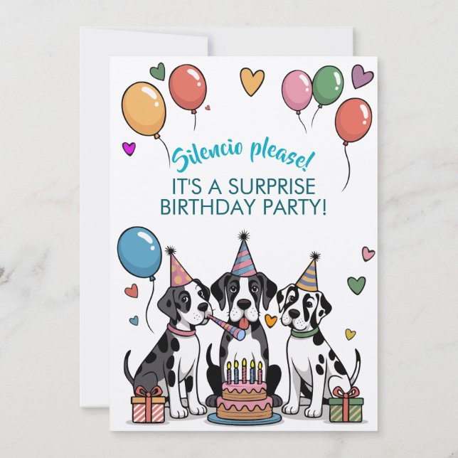 Invitación de cumpleaños de Gran Danés (Reverso)