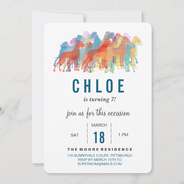 Invitación de cumpleaños de Gran Danés (Reverso)