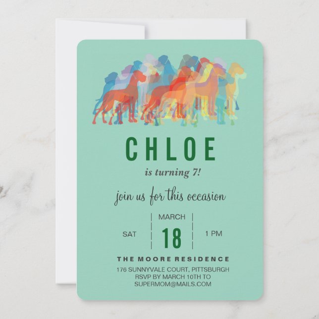 Invitación de cumpleaños de Gran Danés (Reverso)