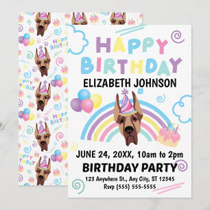 Invitación de cumpleaños de Gran Danés
