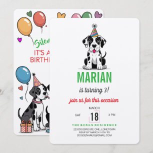 Invitación de cumpleaños de Gran Danés