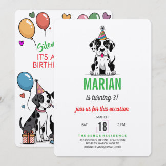 Invitación de cumpleaños de Gran Danés