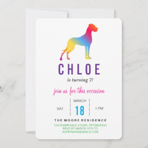 Invitación de cumpleaños de Gran Danés Burgundy