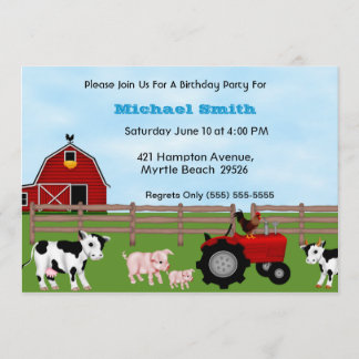 Invitación de cumpleaños de granja