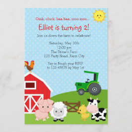 Invitación de cumpleaños de granja con Green Tract