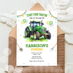 Invitación de cumpleaños de granja con tractor ver
