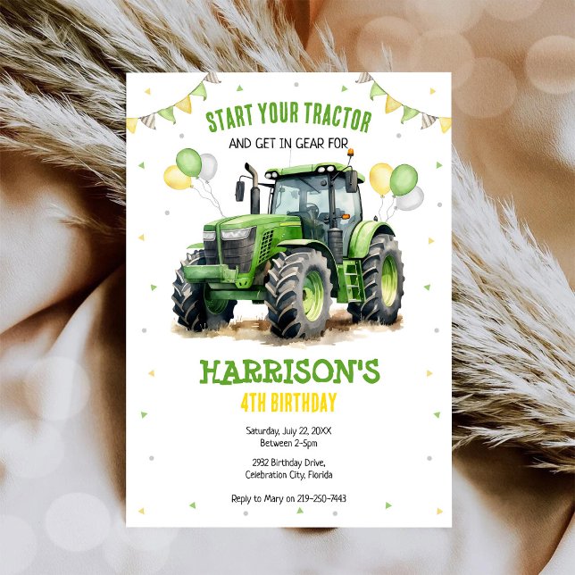 Invitación de cumpleaños de granja con tractor ver (Subido por el creador)
