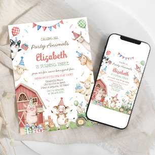 Invitación de cumpleaños de granja de animales de