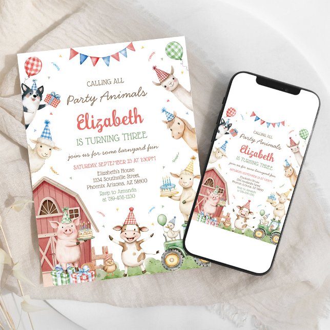 Invitación de cumpleaños de granja de animales de  (Subido por el creador)