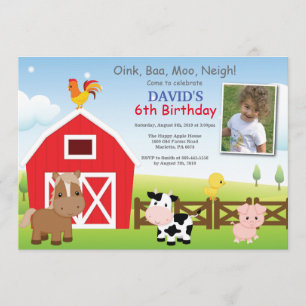 Invitación de cumpleaños de granja Fiesta de Barny