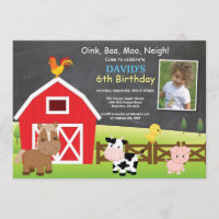 Invitación de cumpleaños de granja Fiesta de Barny