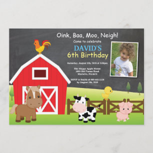 Invitación de cumpleaños de granja Fiesta de Barny