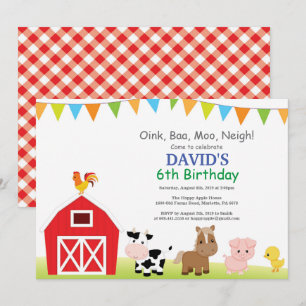 Invitación de cumpleaños de granja Fiesta de Barny