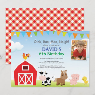 Invitación de cumpleaños de granja Fiesta de corra