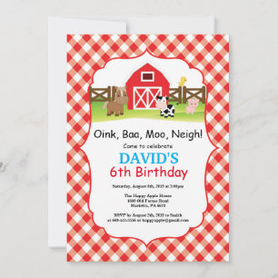Invitación de cumpleaños de granja Fiesta de corra