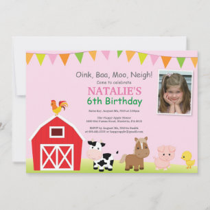 Invitación de cumpleaños de granja Fiesta de grane