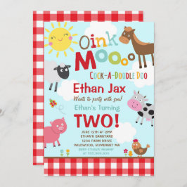 Invitación de cumpleaños de granja Fiesta de la vi