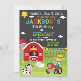 Invitación de cumpleaños de granja Invitación de f
