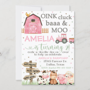 Invitación de cumpleaños de granja, Moo de Baa de