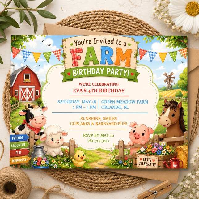 Invitación de cumpleaños de granja para fiesta en  (Subido por el creador)