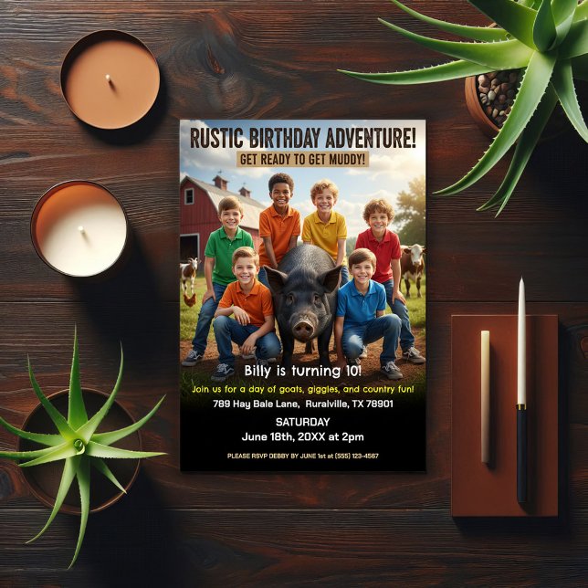 Invitación de cumpleaños de granja rústica (Subido por el creador)