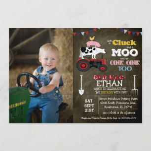 Invitación de cumpleaños de granjero - FOTO/EDAD C