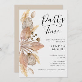 Invitación de cumpleaños de Grass Boho Pompas para