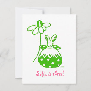 invitación de cumpleaños de green daisy bunny