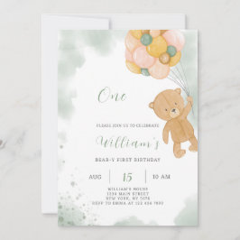 Invitación de cumpleaños de Green Teddy