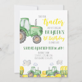 Invitación de cumpleaños de Green Tractor