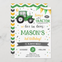 Invitación de cumpleaños de Green Tractor