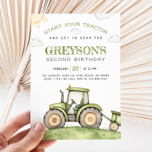 Invitación de cumpleaños de Green Tractor (Subido por el creador)
